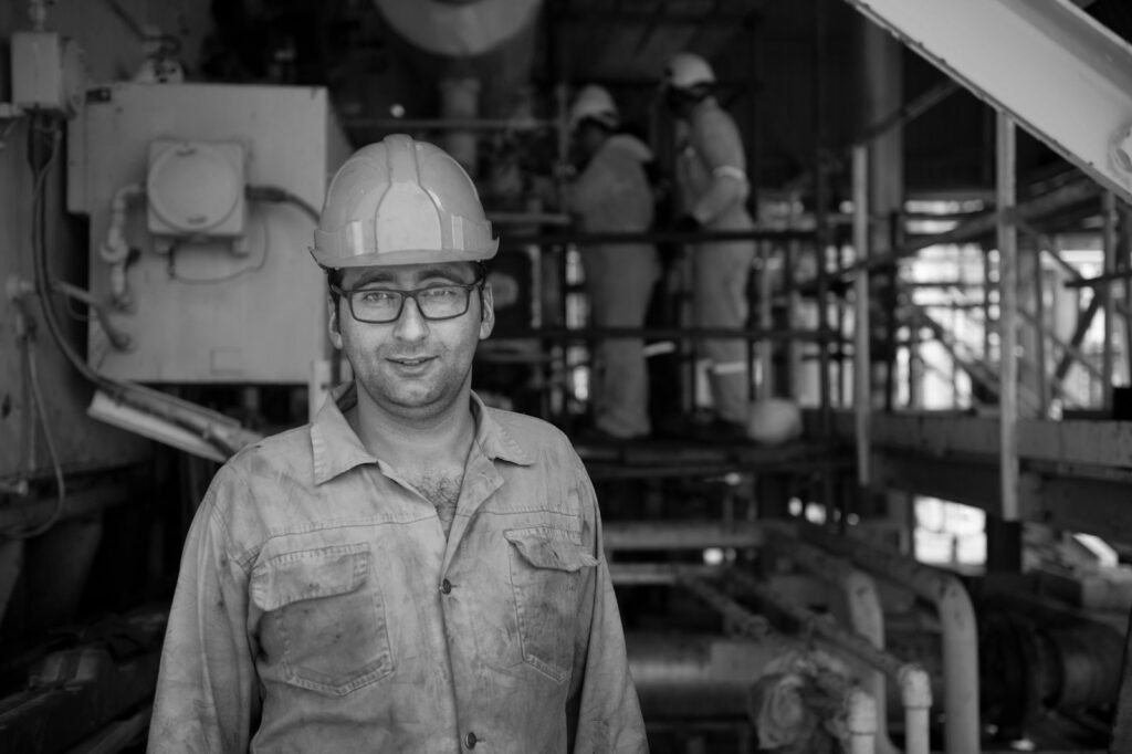 a man wearing a hard hat